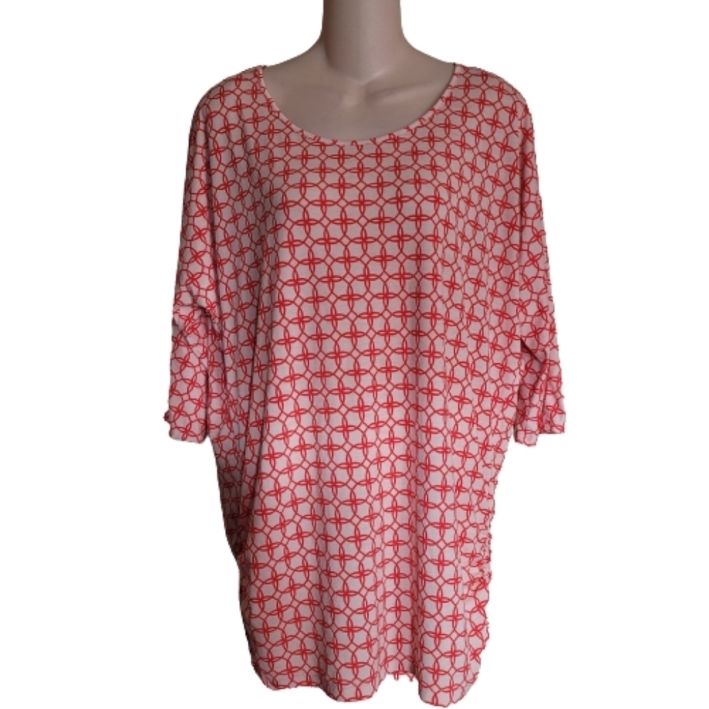 41 Hawthorn Cream Orange Geometric Printed ¾ Sleeve Blouse Size Womens Large NEW